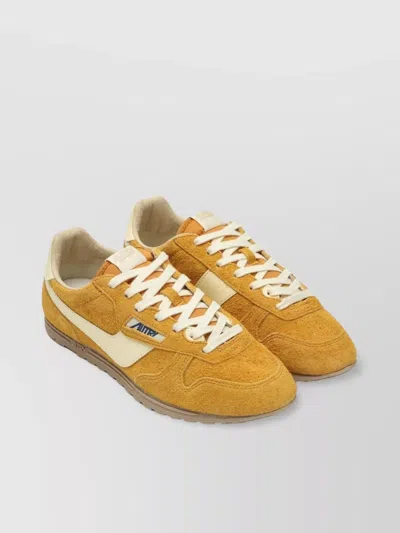 Autry Windspin Sneaker Contrast Panel Rubber Sole Suede Upper In Yellow