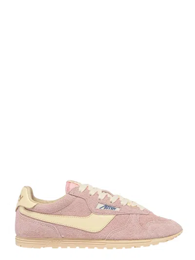 Autry Windspin Sneakers In Rosemary And Rutabaga Suede And Leather In Pink