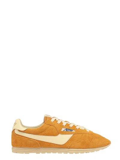AUTRY AUTRY WINDSPIN SNEAKERS IN SUEDE AND CADMIUM LEATHER AND RUTABAGA