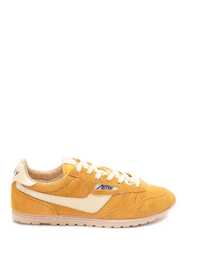 Autry Windspin Suede And Leather Trainers In Yellow