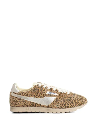 Autry Windspin Sneaker In Perforated Leather Sneakers Animalier In Animal Print