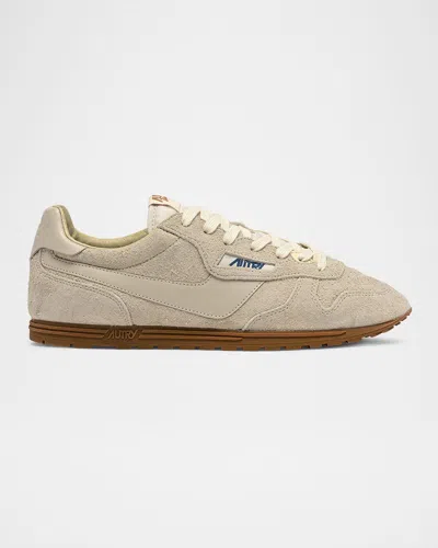 Autry Windspin Tonal Sneakers In Suede And Leather In Brown