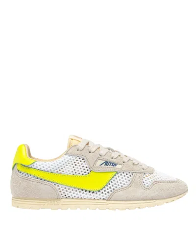 AUTRY WINDSPIN WOMEN'S SNEAKERS IN MESH AND LEATHER WHITE SAND AND EVENING PRIMROSE WSLW KD02 WINDSPIN LOW