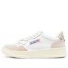 Autry Medalist Low Sneakers In Leather And Suede Color White And Covert Green In Multi