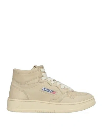 Autry Woman Sneakers Beige Size 7 Goat Skin In Neutral