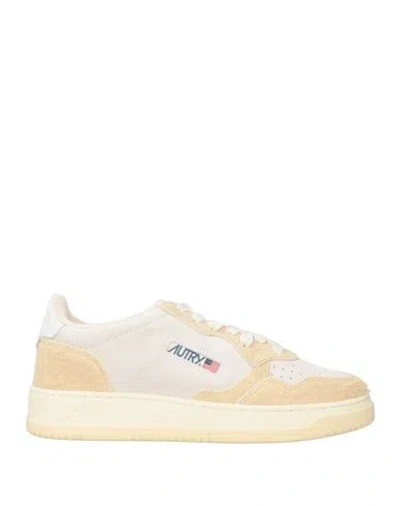 Autry Woman Sneakers Beige Size 8 Leather In Yellow