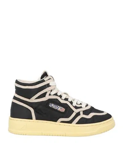 Autry Woman Sneakers Black Size 8 Leather, Textile Fibers