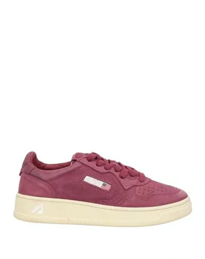 Autry Woman Sneakers Burgundy Size 7 Leather In Red
