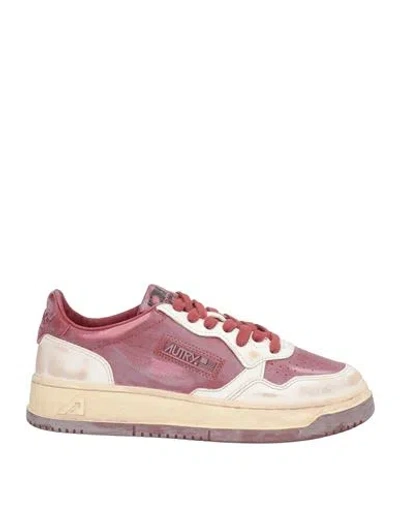 Autry Woman Sneakers Burgundy Size 7 Leather In Multi
