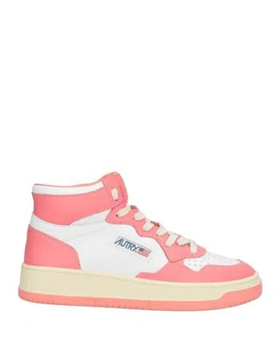 Autry Woman Sneakers Coral Size 8 Leather In Red