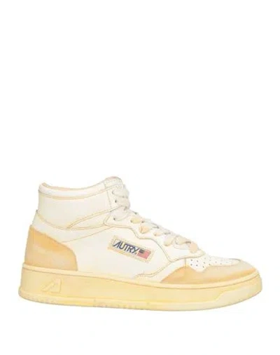 Autry Woman Sneakers Cream Size 8 Leather, Textile Fibers In White
