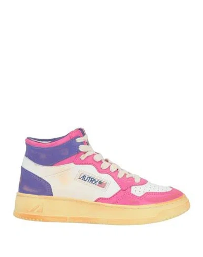 Autry Woman Sneakers Fuchsia Size 8 Leather In Multi