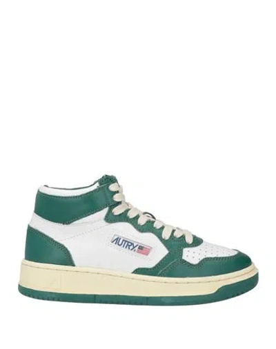 Autry Woman Sneakers Green Size 5 Soft Leather In Green