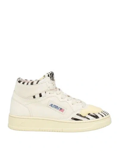 Autry Woman Sneakers Ivory Size 7 Leather, Textile Fibers In White