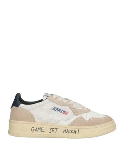 Autry Woman Sneakers Ivory Size 8 Leather, Textile Fibers In Neutral