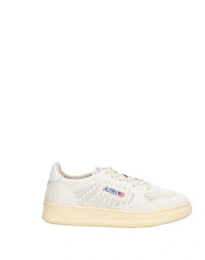 Autry Woman Sneakers Ivory Size 9 Leather, Textile Fibers In White