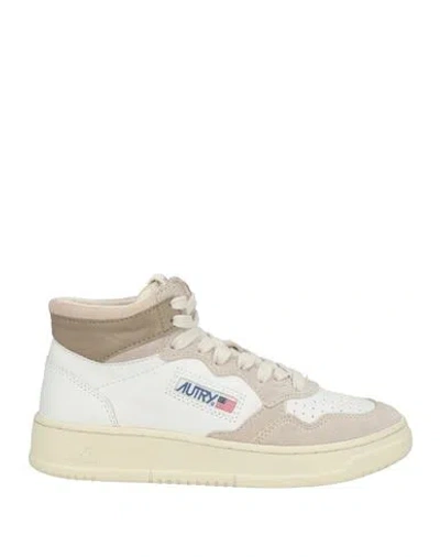 Autry Woman Sneakers Khaki Size 5 Leather, Textile Fibers In Beige
