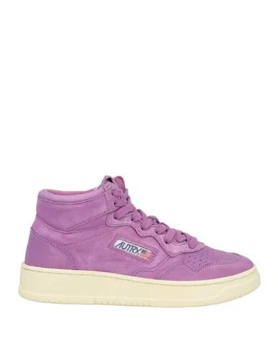 Autry Woman Sneakers Mauve Size 7 Goat Skin In Purple