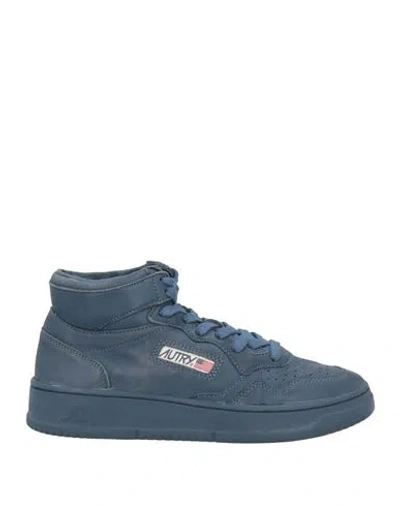 Autry Woman Sneakers Navy Size 7 Goat Skin In Blue