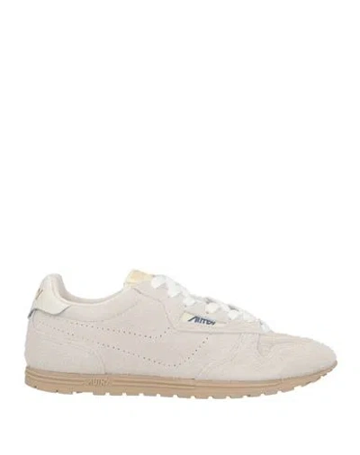 Autry Woman Sneakers Off White Size 8 Leather, Textile Fibers In Gray
