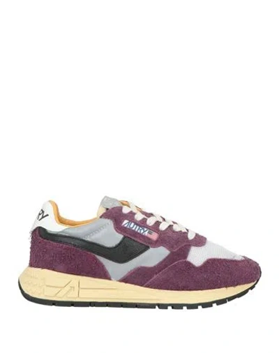 Autry Woman Sneakers Purple Size 7 Leather, Textile Fibers
