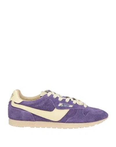 AUTRY AUTRY WOMAN SNEAKERS PURPLE SIZE 9 LEATHER, TEXTILE FIBERS