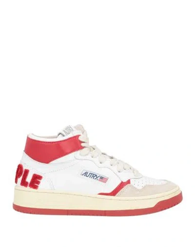 Autry Woman Sneakers Red Size 7 Leather In Multi