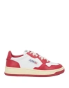 Autry Pink And White 'medalist' Low Top Sneakers In Red