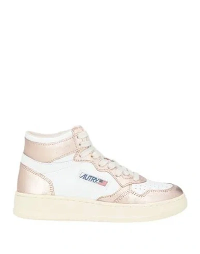 Autry Woman Sneakers Rose Gold Size 7 Leather In Multi