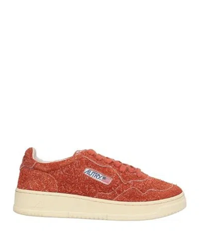 Autry Woman Sneakers Rust Size 7 Leather In Red