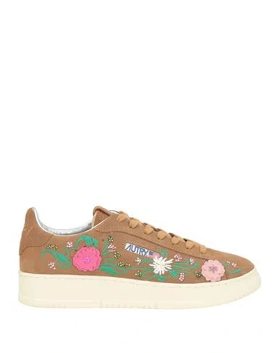 Autry Woman Sneakers Tan Size 8 Leather In Brown
