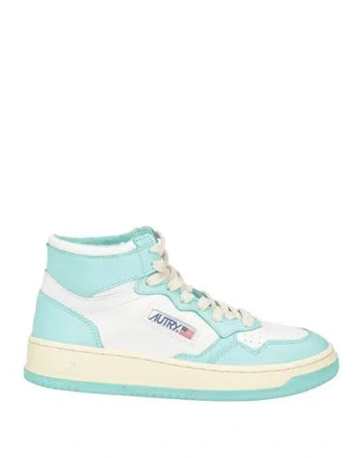 Autry Woman Sneakers Turquoise Size 9 Soft Leather In Blue
