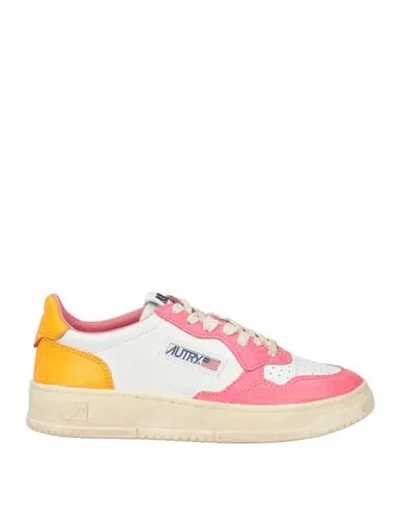 Autry Woman Sneakers White Size 7 Leather In Pink