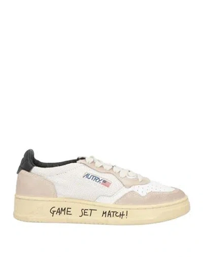 Autry Woman Sneakers White Size 7 Leather, Textile Fibers In Multi