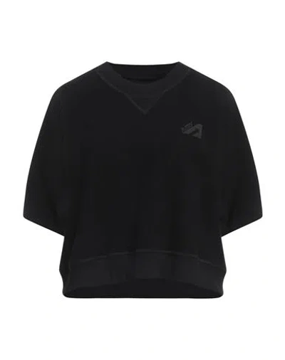Autry Woman Sweatshirt Black Size M Cotton, Elastane