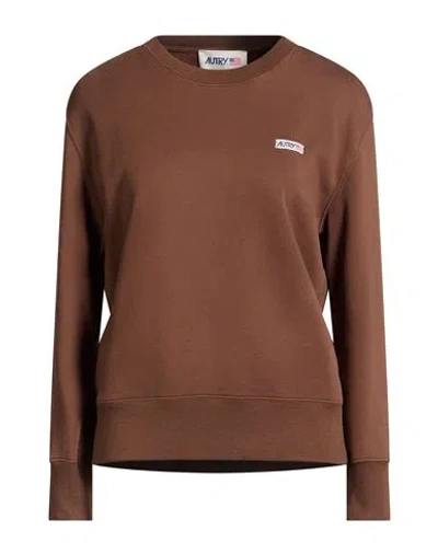 Autry Woman Sweatshirt Chocolate Brown Size Xs Cotton, Elastane