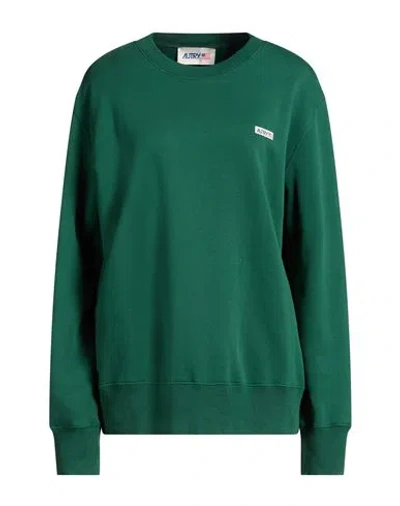 Autry Woman Sweatshirt Dark Green Size Xl Cotton, Elastane