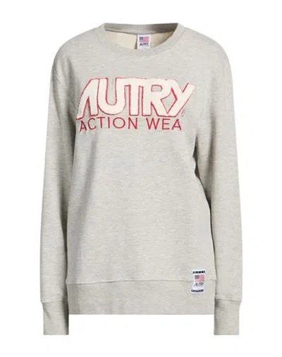 Autry Woman Sweatshirt Grey Size L Cotton, Polyamide In Gray