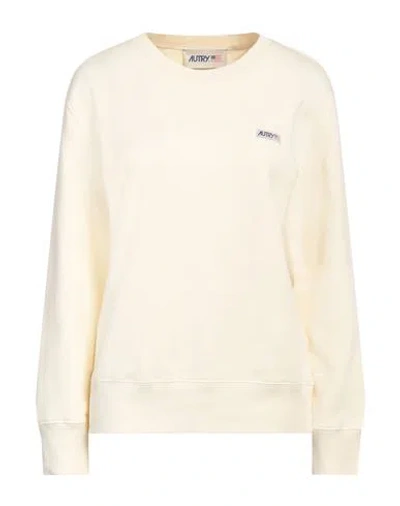 AUTRY AUTRY WOMAN SWEATSHIRT IVORY SIZE M COTTON, ELASTANE