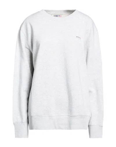Autry Woman Sweatshirt Light Grey Size Xl Cotton, Elastane In White