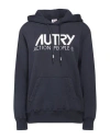 Autry Fleeced Cotton Hoodie With Contrasting Logo In Navy Blue