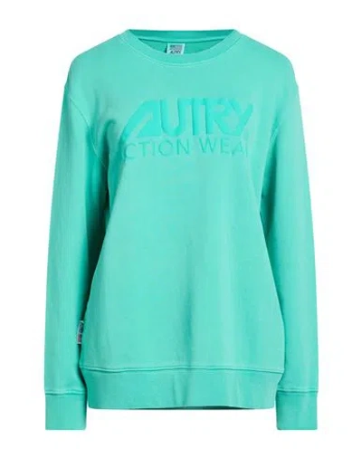 Autry Woman Sweatshirt Turquoise Size M Cotton In Blue