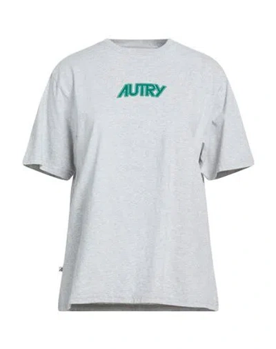 Autry Woman T-shirt Grey Size L Cotton In Gray