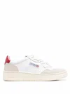 AUTRY WOMANS LOW LEATHER SNEAKERS WITH RED HEEL TAB AUTRY