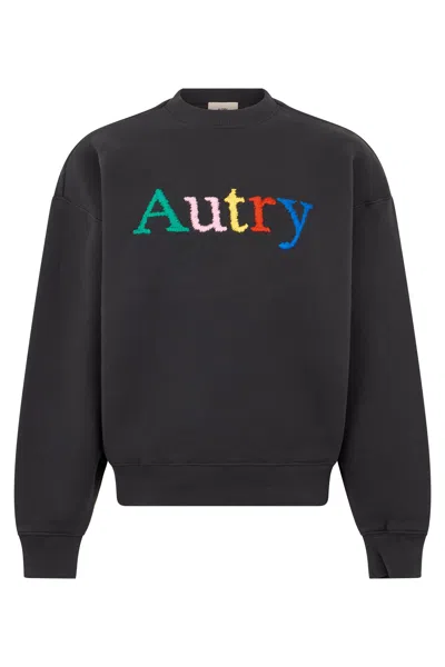 Autry Logo Embroidery Crew Neck Sweatshirt In Animal Print