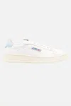 Autry Women's Dallas Low Sneaker In White W/ Baby Blue Heel In Multi