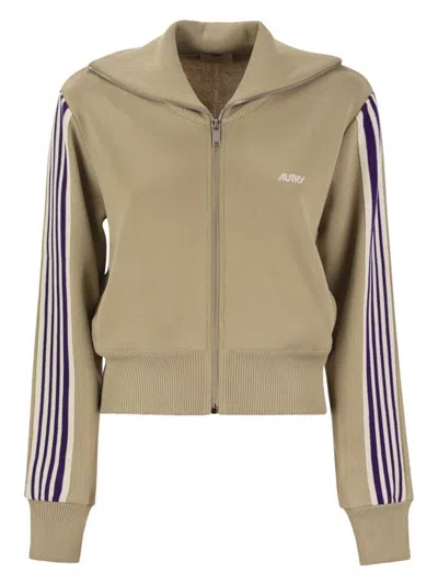 AUTRY WOMEN'S KNITTED TENNIS-STYLE ZIP SWEATSHIRT