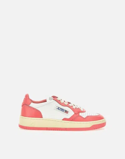 Autry Women's Leather Sneakers In Pink And White