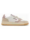 Autry Medalist Low White Canvas And Pink Leather Sneakers In White