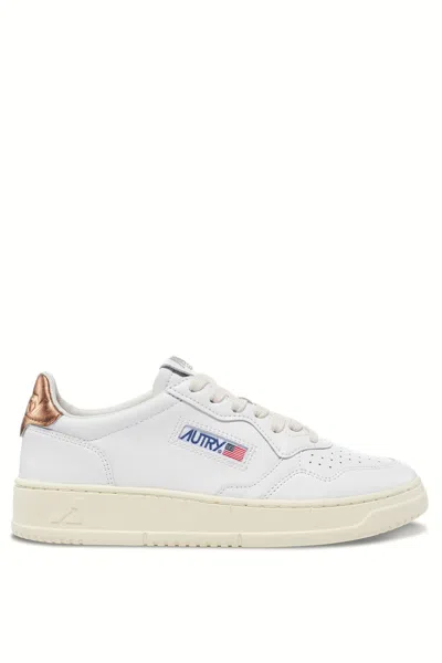 Autry Women's Medalist Leather Sneakers Bronze Heel Tab In White